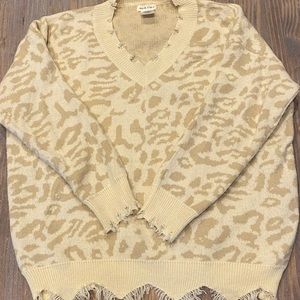 MAIN STRIP cheetah print sweater